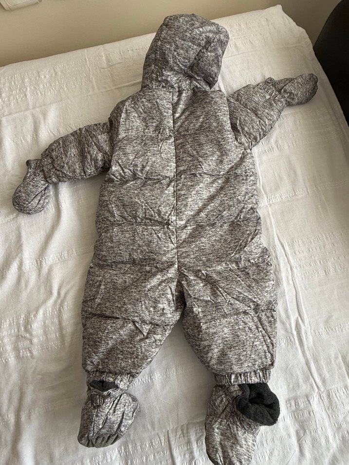 Gri Kürklü Erkek Bebek Kayak Tulumu - Görsel 2