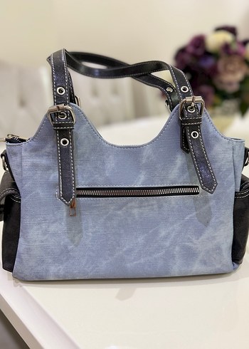  Beden Tokalı Gri-Mavi Denim Kadın Çanta