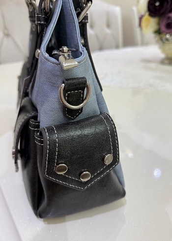  Beden mavi Renk Tokalı Gri-Mavi Denim Kadın Çanta