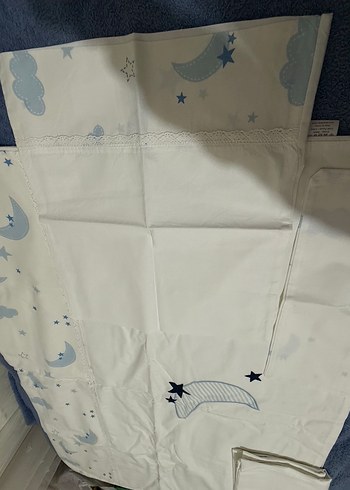 Mavi Ay ve Yıldız Desenli Çocuk Uyku Seti - Görsel 9