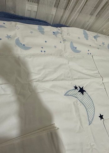 Mavi Ay ve Yıldız Desenli Çocuk Uyku Seti - Görsel 5