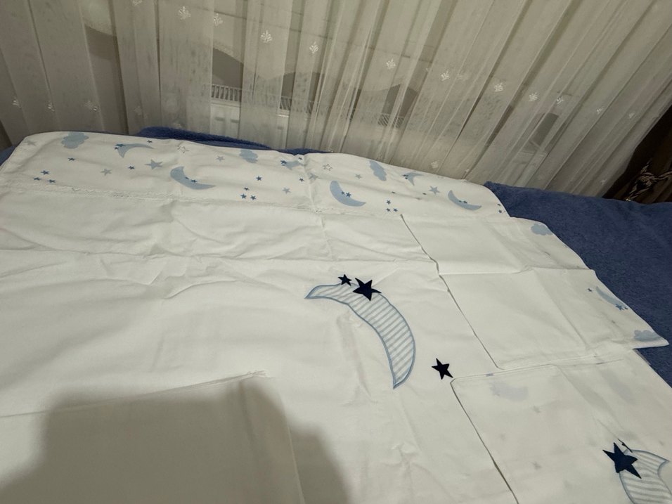Mavi Ay ve Yıldız Desenli Çocuk Uyku Seti - Görsel 2
