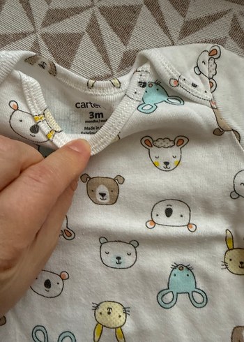 Uzun Kollu Gri Desenli Bebek Body - Görsel 3