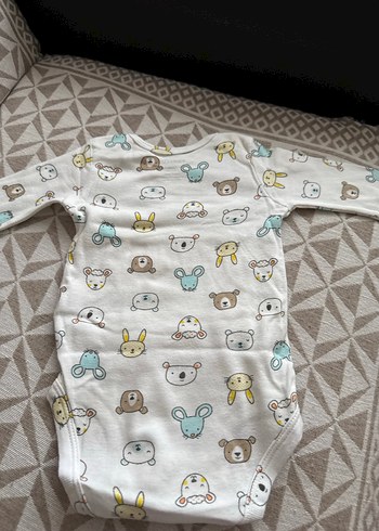 Uzun Kollu Gri Desenli Bebek Body - Görsel 2