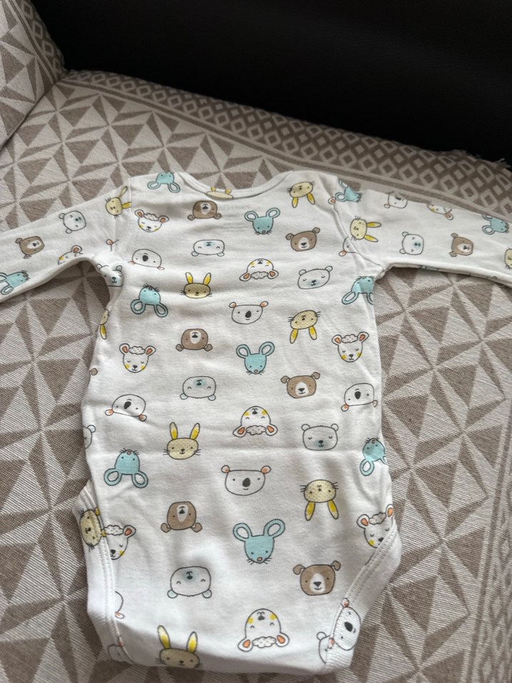 Uzun Kollu Gri Desenli Bebek Body - Görsel 2