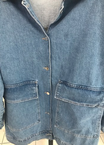 Diğer Düğmeli Mavi Kadın Denim Ceket
