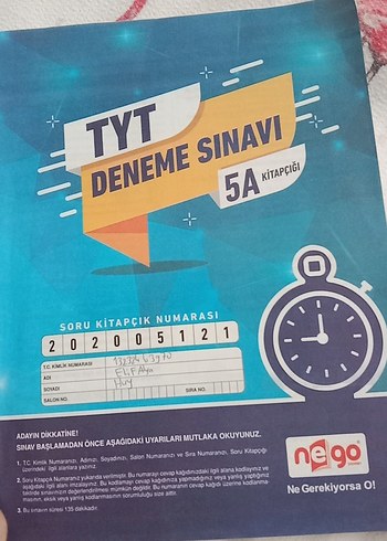TYT Deneme Sınavı 5A Kitapçığı