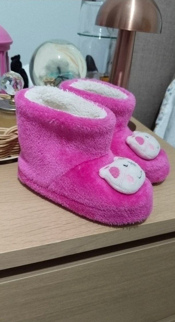 Kız Çocuk Pembe Nakışlı Sıcak Ev Terliği - Görsel 2