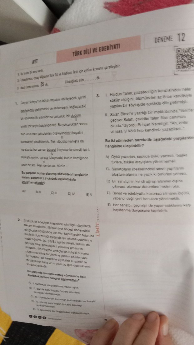 Türk Dili ve Edebiyatı Denemeleri - 24x24 Soru - Görsel 3