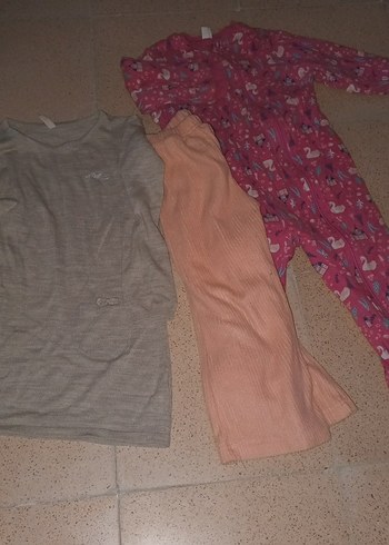 Kız Çocuk Gri Uzun Kollu Triko Pijama Üstü