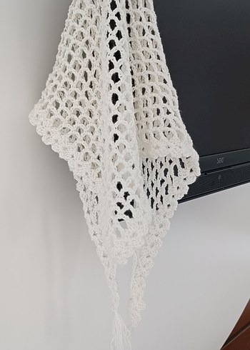 Beyaz Dantel Detaylı Bohem Kadın Şal - Görsel 5