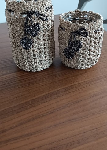 Bohem Tarzda El Örgüsü Cam Kavanoz Kılıfı - Görsel 5