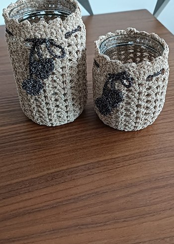 Bohem Tarzda El Örgüsü Cam Kavanoz Kılıfı