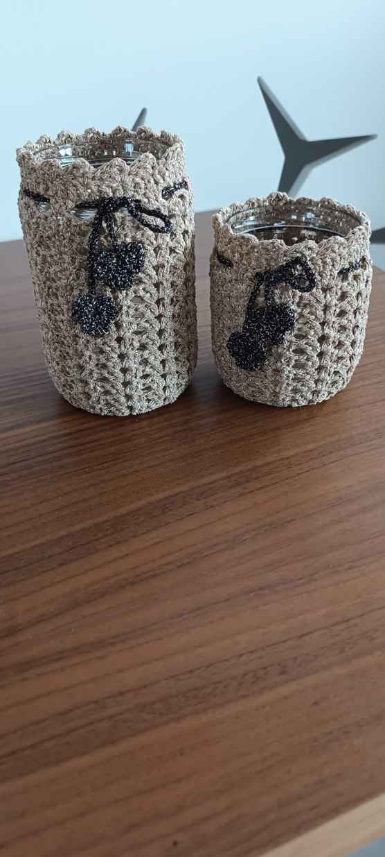 Bohem Tarzda El Örgüsü Cam Kavanoz Kılıfı - Görsel 5