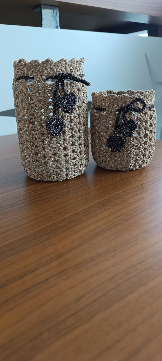 Bohem Tarzda El Örgüsü Cam Kavanoz Kılıfı - Görsel 2