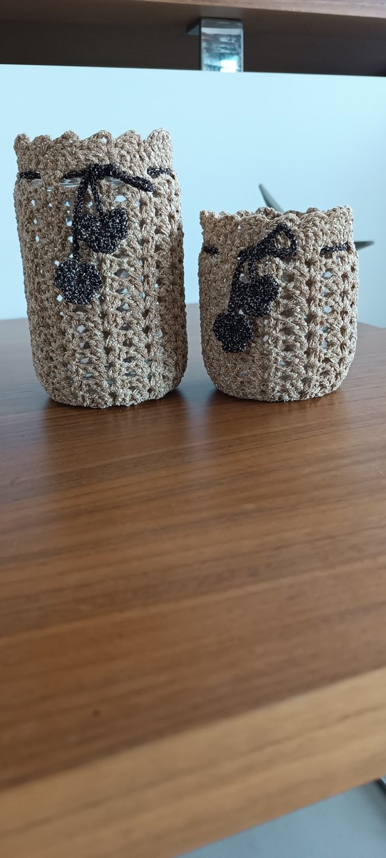 Bohem Tarzda El Örgüsü Cam Kavanoz Kılıfı - Görsel 3