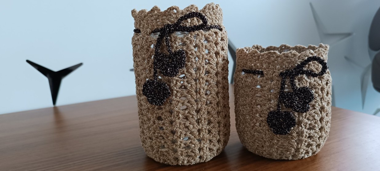 Bohem Tarzda El Örgüsü Cam Kavanoz Kılıfı - Görsel 4