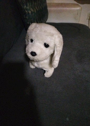 Beyaz Gri Peluş Oyuncak Köpek