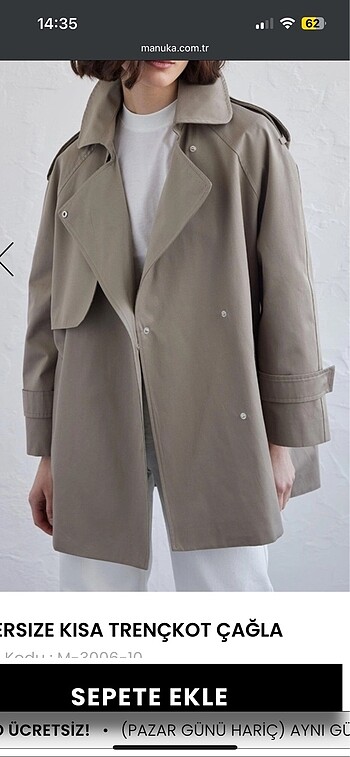 Oversize kısa trençkot Çağla
