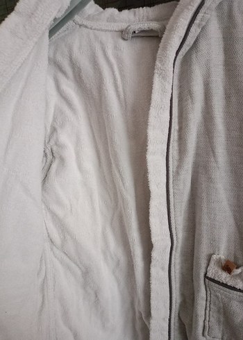 Erkek Çocuk Kapüşonlu Gri Bornoz - Görsel 4