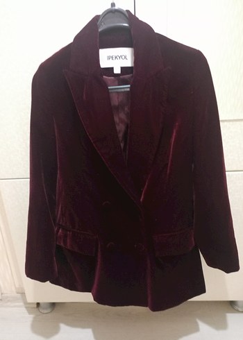 34 Beden bordo Renk Bordo Kadın Süet Midi Blazer