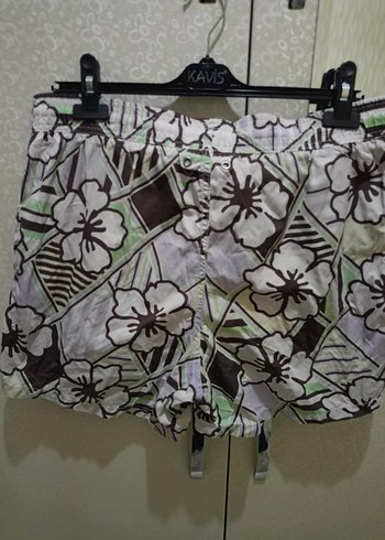 Gri Çok Renkli Bohem Desenli Plaj Şortu - Görsel 2