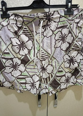 Gri Çok Renkli Bohem Desenli Plaj Şortu - Görsel 4