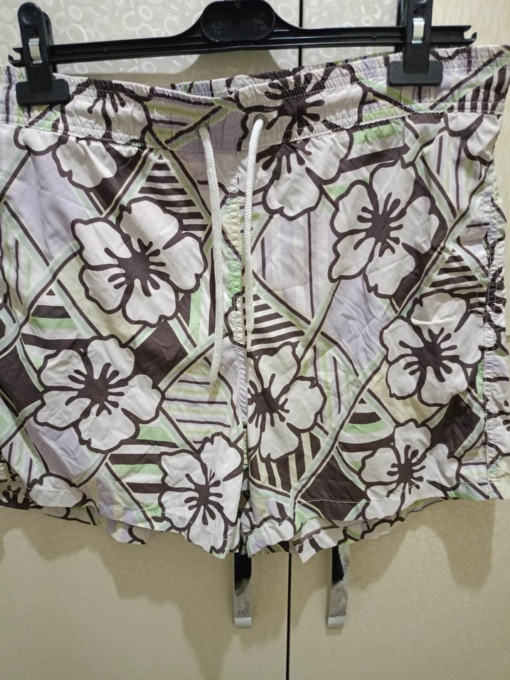 Gri Çok Renkli Bohem Desenli Plaj Şortu - Görsel 4