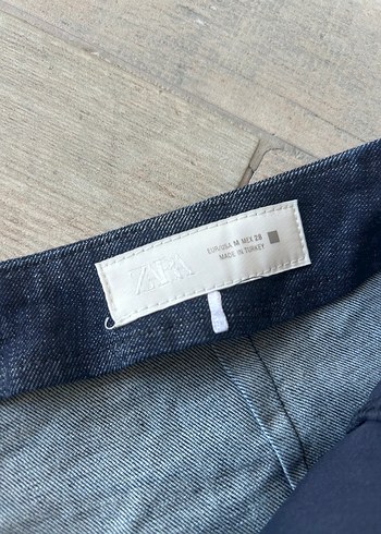 m Beden mavi Renk Koyu Mavi Kemerli Mini Denim Şort