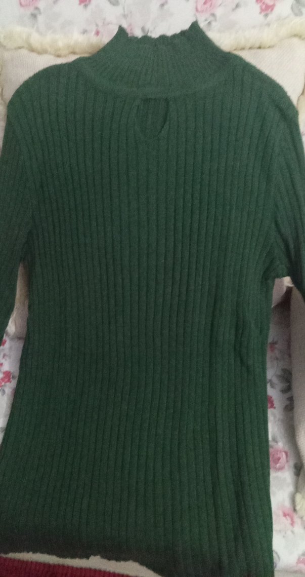 Kadın Yeşil Boğazlı Örgü Kazak - Görsel 2