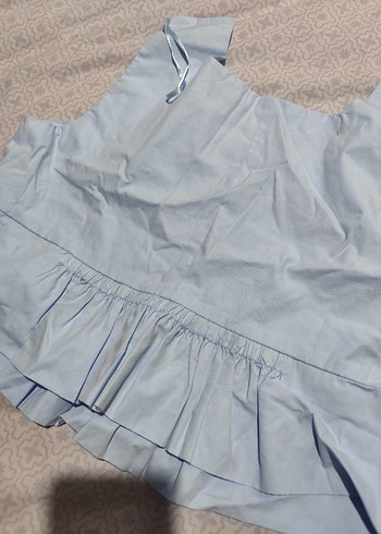 Mavi Kolsuz Keten Bluz - Görsel 4