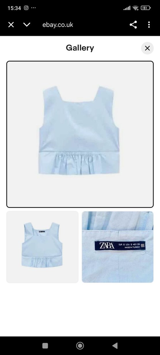 Mavi Kolsuz Keten Bluz - Görsel 2