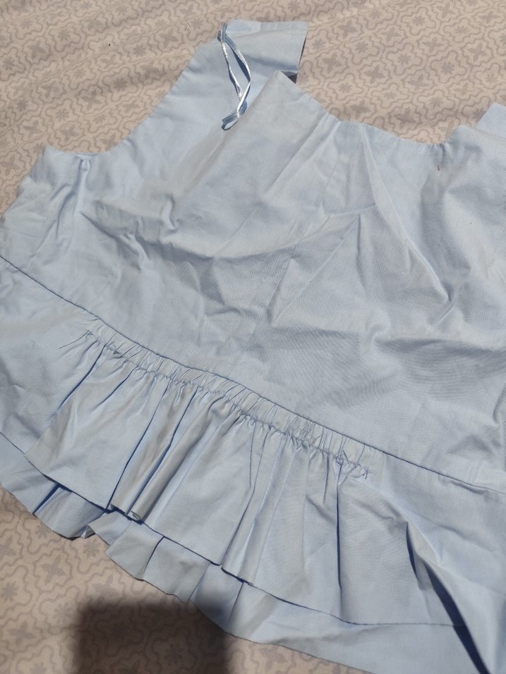 Mavi Kolsuz Keten Bluz - Görsel 4