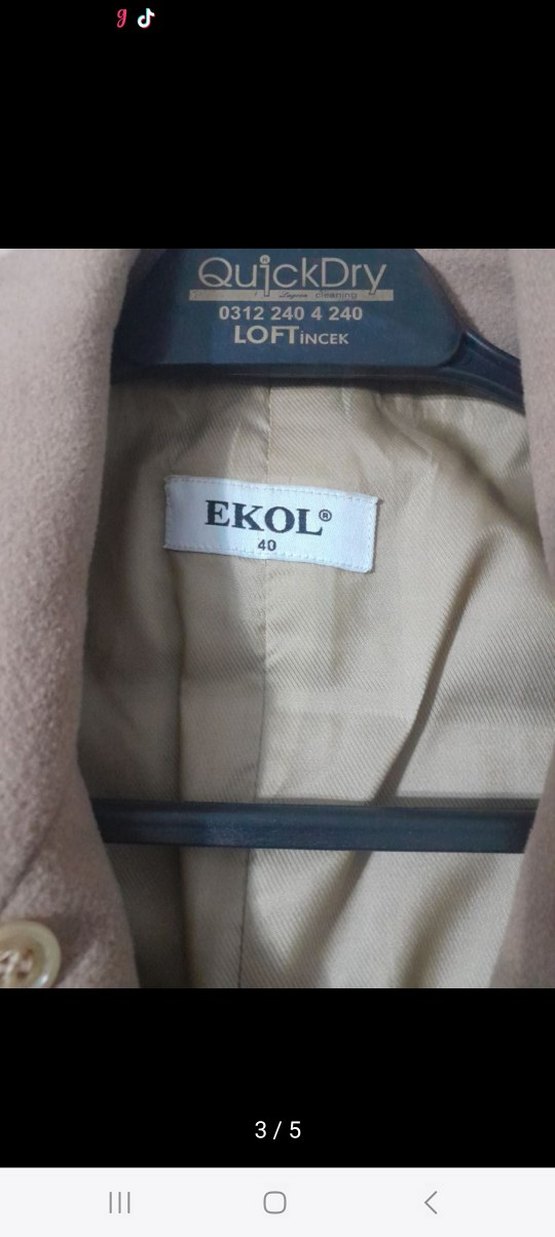 Düğmeli Bej Kadın Uzun Kaban - Görsel 3