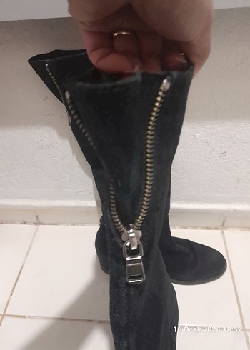 Siyah Süet Kadın Dizüstü Stiletto Çizme - Görsel 2