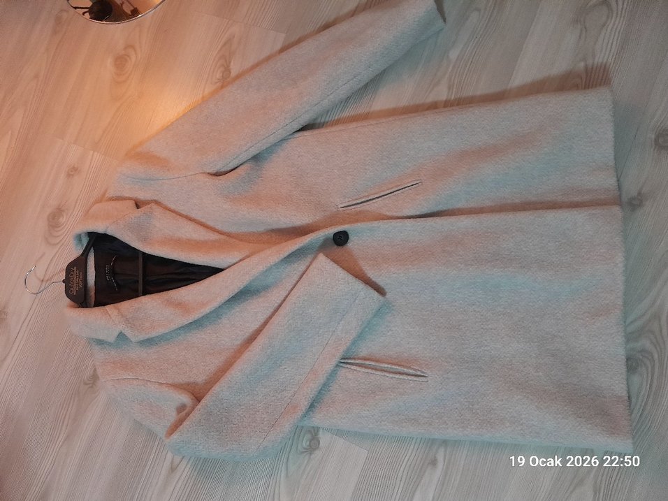 Tek Düğmeli Bej Kaban - Görsel 2