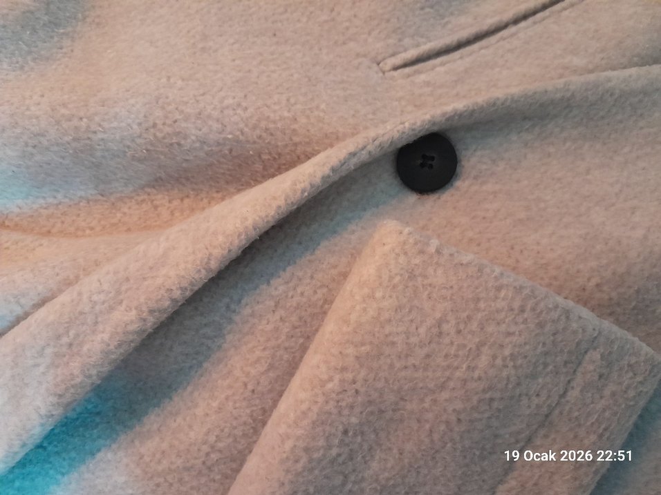 Tek Düğmeli Bej Kaban - Görsel 4