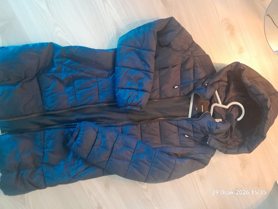 Koyu Mavi Kadın Midi Kaban - Görsel 3