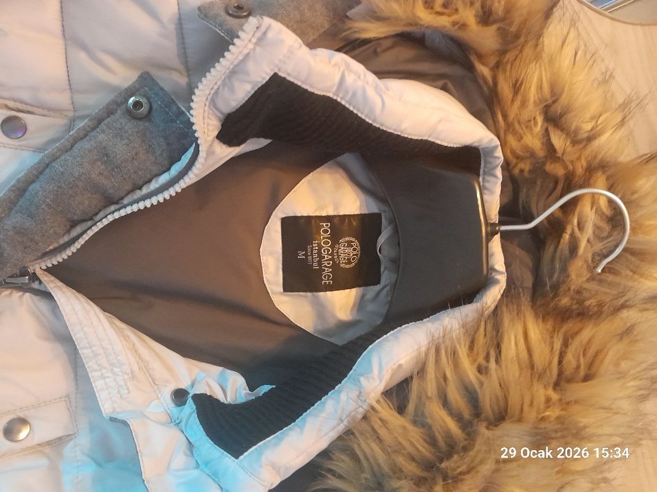 Gri Kadın Kürklü Kış Montu - Görsel 4