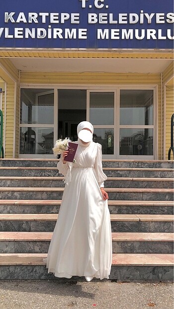 Tesettür abiye nikah abiyesi beyaz