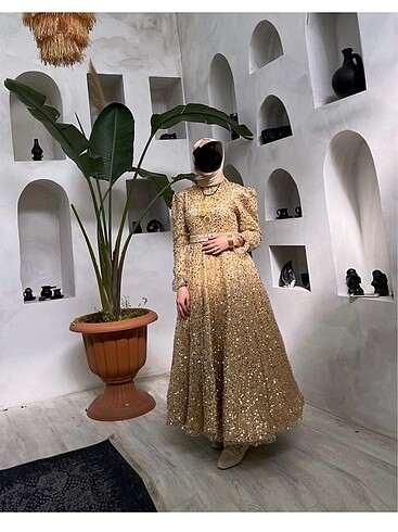 Tesettür abiye pul payet abiye prenses model nişanlık tesettür n