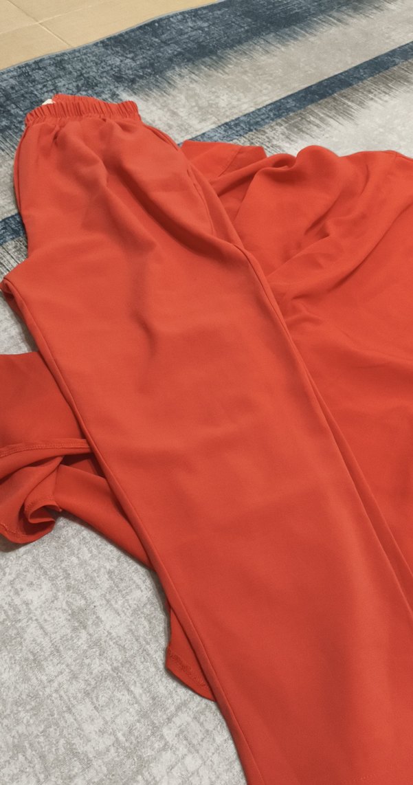 Kadın turuncu Uzun Kollu Düğmeli Gömlek takım - Görsel 2