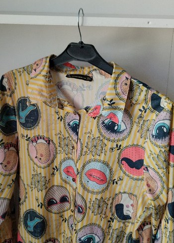 xl Beden Desenli Düğmeli Uzun Kollu Uzun Boy Gömlek/ Tunik / Elbise