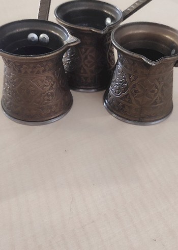 Beden kahverengi Renk BAKİR İŞLEMELİ CEZVE 3 ADET