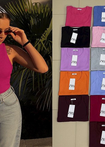 l Beden Pembe Fitilli Kadın Crop Top
