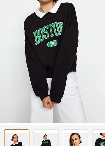 Siyah baskılı boyfriend şordonlu örme sweatshirt 