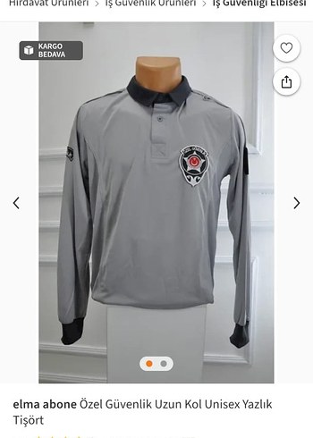 m Beden gri Renk Özel Güvenlik Uzun Kollu Şardonlu Tshirt