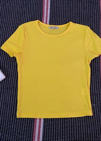 Sarı Kısa Kollu Basic Kadın Tişört