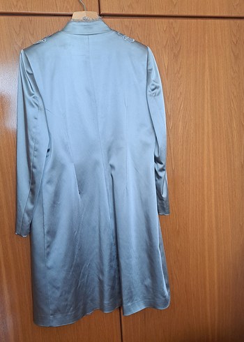 Uzun Gri Nakışlı Kadın Gece Elbisesi - Görsel 2