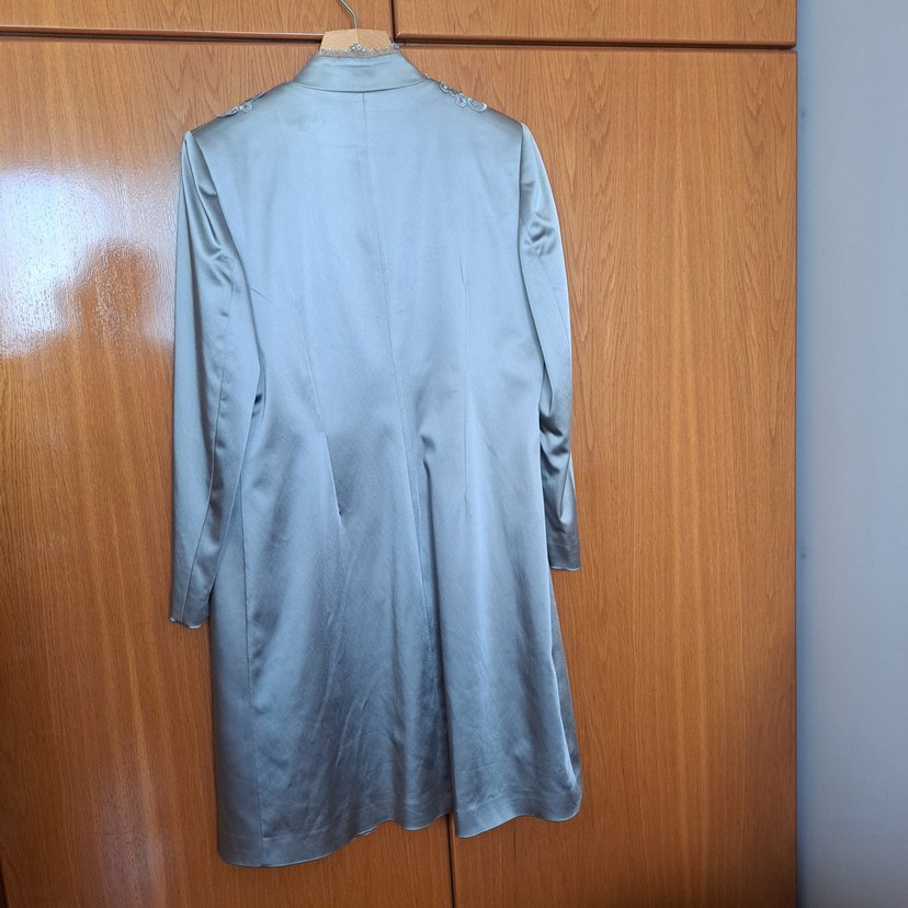 Uzun Gri Nakışlı Kadın Gece Elbisesi - Görsel 2